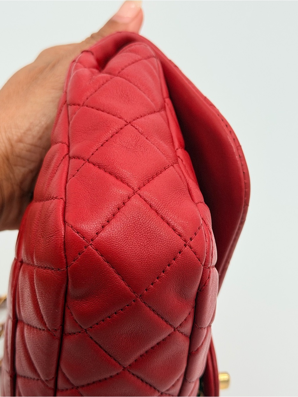 CHANEL Red Quilted Leather Shoulder Bag with Charm Chain COA READY - Picture 10 of 16